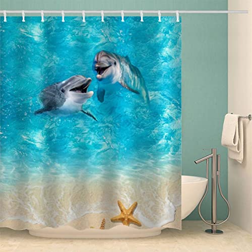 100% Polyester Delfin Duschvorhang 240x200 Anti-Schimmel Textil Waschbar Wasserdicht Lang Duschvorhänge Meer - Strand Shower Curtain mit 12 Hooks für Badezimmer Badewanne Badvorhang 100% Polyester Delfin Duschvorhang 240x200 Anti-Schimmel Textil Waschbar Wasserdicht Lang Duschvorhänge Meer - Strand Shower Curtain mit 12 Hooks für Badezimmer Badewanne Badvorhang von Lolosale