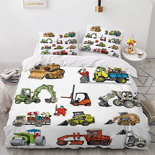 Bettwäsche 135x200 Traktor 3D Druck Weiche Mikrofaser Bettwäsche Set Kinder Jungen Cartoon-Baufahrzeug Bettbezüge mit ReißVerschluss und 2 Kissenbezug 80x80cm Bettwäsche 135x200 Traktor 3D Druck Weiche Mikrofaser Bettwäsche Set Kinder Jungen Cartoon-Baufahrzeug Bettbezüge mit ReißVerschluss und 2 Kissenbezug 80x80cm von Lolosale