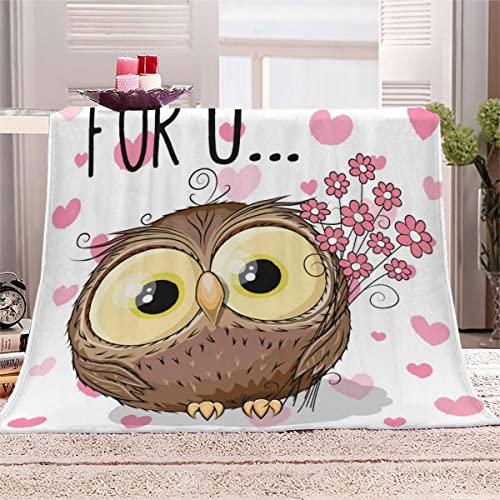 Decke 150x200 cm Cartoon-Eule Kuscheldecke Flauschig 3D Digitaldruck Weiche Warme Mikrofaser Flanelldecke Süße Tiere Motiv Wohndecke Sofadecke Couchdecke Blanket für Erwachsene von Lolosale