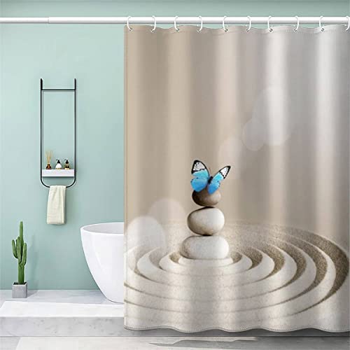 Duschvorhang 180x200 Zen Kiesel Anti-Schimmel Schwer Stoff Polyester Wasserdicht Duschvorhänge Abstrakt Schmetterling Shower Curtain mit 12 Duschvorhangringen für Badezimmer Waschbar Badvorhang Duschvorhang 180x200 Zen Kiesel Anti-Schimmel Schwer Stoff Polyester Wasserdicht Duschvorhänge Abstrakt Schmetterling Shower Curtain mit 12 Duschvorhangringen für Badezimmer Waschbar Badvorhang von Lolosale