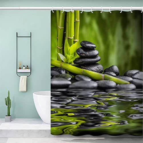 Duschvorhang 180x200 Zen Kiesel Anti-Schimmel Schwer Stoff Polyester Wasserdicht Duschvorhänge Blumen Grüner Bambus Shower Curtain mit 12 Duschvorhangringen für Badezimmer Waschbar Badvorhang Duschvorhang 180x200 Zen Kiesel Anti-Schimmel Schwer Stoff Polyester Wasserdicht Duschvorhänge Blumen Grüner Bambus Shower Curtain mit 12 Duschvorhangringen für Badezimmer Waschbar Badvorhang von Lolosale