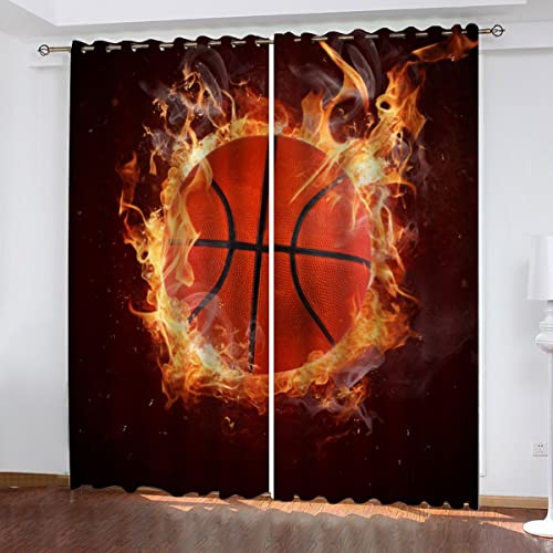 Flammen-Basketball Vorhang Blickdicht B 150 X H 166 cm Sport Gardinen mit ösen Polyester Schallschutz Vorhänge 2er Set für Jugendzimmer Wohnzimmer Schlafzimmer Modern Home Dekoration Flammen-Basketball Vorhang Blickdicht B 150 X H 166 cm Sport Gardinen mit ösen Polyester Schallschutz Vorhänge 2er Set für Jugendzimmer Wohnzimmer Schlafzimmer Modern Home Dekoration von Lolosale