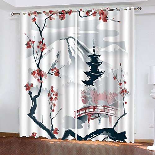 Japan Vorhang Blickdicht B 150 X H 166 cm Pagode Sakura Gardinen mit ösen Polyester Schallschutz Vorhänge 2er Set für Jugendzimmer Wohnzimmer Schlafzimmer Modern Home Dekoration Japan Vorhang Blickdicht B 150 X H 166 cm Pagode Sakura Gardinen mit ösen Polyester Schallschutz Vorhänge 2er Set für Jugendzimmer Wohnzimmer Schlafzimmer Modern Home Dekoration von Lolosale