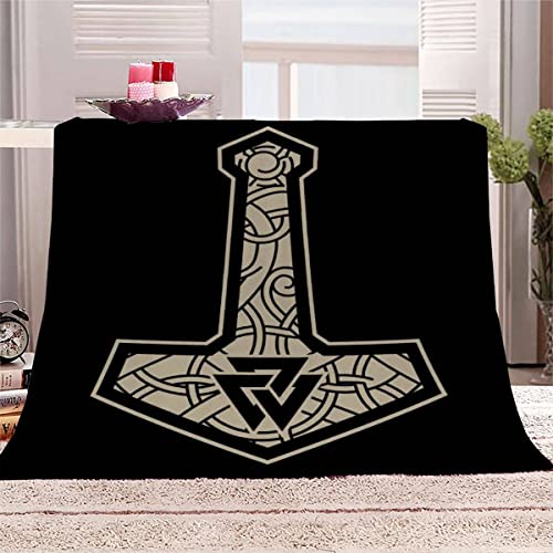 Kuscheldecke Kinder 70x100 cm Wikinger Decke Flauschig 3D Thors Hammer Wohndecke Sommer Weiche Mikrofaser Flanell Decke für Junge Mädchen Fleecedecke Sofadecke Couchdecke Tagesdecke von Lolosale