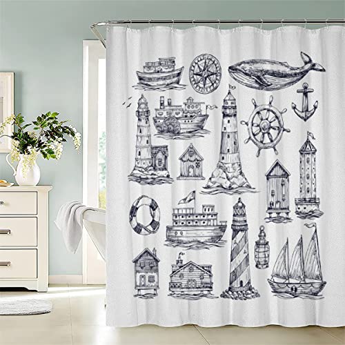 Navigation Duschvorhang Anti-Schimmel Maritimes Thema 3D Motiv Textil Waschbar Duschvorhänge 120x180 cm mit 12 Duschvorhangringen für Badezimmer Badewanne Wasserdicht Badvorhang Navigation Duschvorhang Anti-Schimmel Maritimes Thema 3D Motiv Textil Waschbar Duschvorhänge 120x180 cm mit 12 Duschvorhangringen für Badezimmer Badewanne Wasserdicht Badvorhang von Lolosale