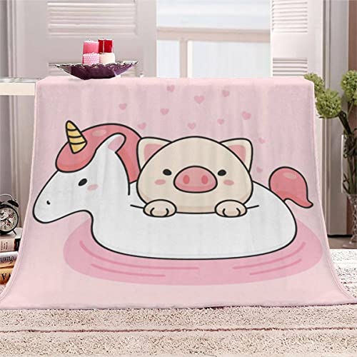 Sommer Kuscheldecke 100x130 cm Kinder Cartoon-Schwein Decke Flauschig 3D Kawaii Tiere Reisedecke Weiche Mikrofaser Flanell Decke für Junge Mädchen Fleecedecke Sofadecke Couchdecke Tagesdecke von Lolosale