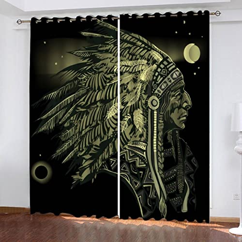 Sonne Und Mond Vorhang Blickdicht B 150 X H 166 cm Indianer Gardinen mit ösen Polyester Schallschutz Vorhänge 2er Set für Jugendzimmer Wohnzimmer Schlafzimmer Modern Home Dekoration Sonne Und Mond Vorhang Blickdicht B 150 X H 166 cm Indianer Gardinen mit ösen Polyester Schallschutz Vorhänge 2er Set für Jugendzimmer Wohnzimmer Schlafzimmer Modern Home Dekoration von Lolosale