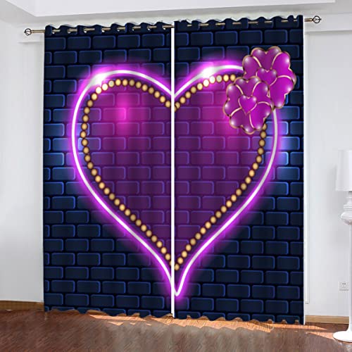 Vorhang Blickdicht mit Ösen Blume Herzform Verdunkelungsvorhang 2er Set, Herz Dekoration Polyester Schallschutz Gardinen für Jungen Mädchen Wohnzimmer Schlafzimmer Vorhänge B 183 X H 214 cm Vorhang Blickdicht mit Ösen Blume Herzform Verdunkelungsvorhang 2er Set, Herz Dekoration Polyester Schallschutz Gardinen für Jungen Mädchen Wohnzimmer Schlafzimmer Vorhänge B 183 X H 214 cm von Lolosale