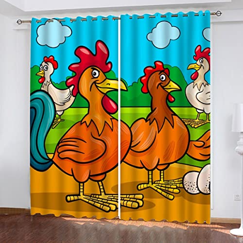 Vorhang Blickdicht mit Ösen Hühnerfarmtiere Verdunkelungsvorhang 2er Set, Cartoon-Bauernhof Polyester Schallschutz Gardinen für Jungen Mädchen Wohnzimmer Schlafzimmer Vorhänge B 234 X H 137 cm Vorhang Blickdicht mit Ösen Hühnerfarmtiere Verdunkelungsvorhang 2er Set, Cartoon-Bauernhof Polyester Schallschutz Gardinen für Jungen Mädchen Wohnzimmer Schlafzimmer Vorhänge B 234 X H 137 cm von Lolosale