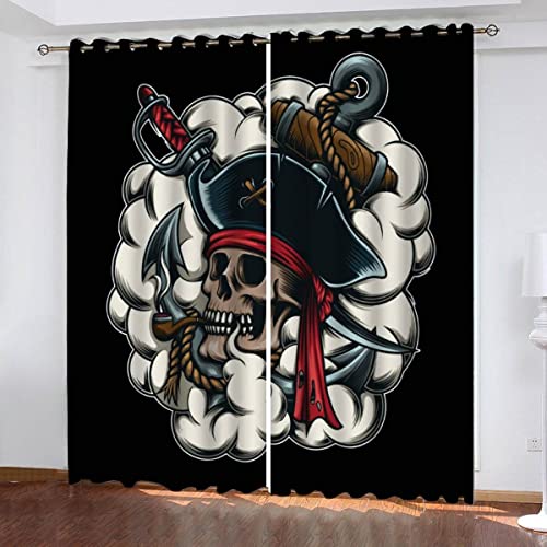 Vorhang Blickdicht mit Ösen Skelett-Pirat Verdunkelungsvorhang 2er Set, Anker, Schwert Polyester Schallschutz Gardinen für Jungen Mädchen Jugendzimmer Dekoration vorhänge B 150 X H 166 cm Vorhang Blickdicht mit Ösen Skelett-Pirat Verdunkelungsvorhang 2er Set, Anker, Schwert Polyester Schallschutz Gardinen für Jungen Mädchen Jugendzimmer Dekoration vorhänge B 150 X H 166 cm von Lolosale