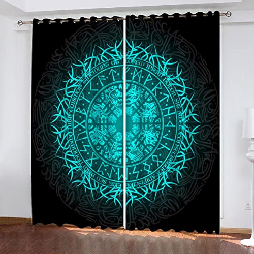 Vorhang Blickdicht mit Ösen Wikinger Verdunkelungsvorhang 2er Set, Blaue Rune Polyester Schallschutz Gardinen für Jungen Mädchen Wohnzimmer Schlafzimmer Vorhänge B 200 X H 160 cm Vorhang Blickdicht mit Ösen Wikinger Verdunkelungsvorhang 2er Set, Blaue Rune Polyester Schallschutz Gardinen für Jungen Mädchen Wohnzimmer Schlafzimmer Vorhänge B 200 X H 160 cm von Lolosale