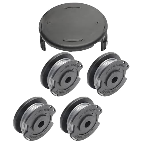 4 Stück Rasentrimmer Spule,1 Stück Spulendeckel Kompatibel mit Bosch Art 23 SL 26 SL,Rasentrimmer Ersatzspule Ersatzteile,bobine en nylon à automatique,Rasentrimmer Ersatzspule Kappe von Lolwwglm
