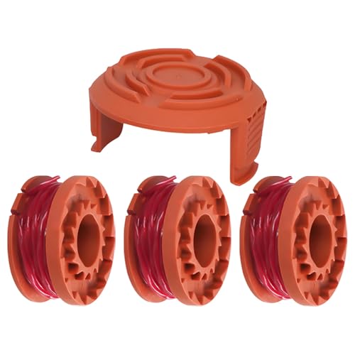 3 Fadenspulen,1 Spulendeckel Kompatibel mit WORX Rasentrimmer WG180 /WG163/ WG175，Ø 1,65 mm 3 meter,Rasentrimmer Ersatzspule Ersatzteile von Lolwwglm