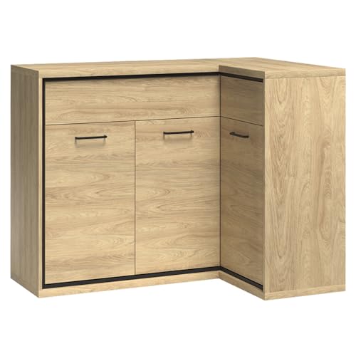 Eckkommode Sideboard Eckschrank Kommode Wohnzimmerschrank Anrichte Aufbewahrunsschrank Links in braun in Eiche Eckkommode Sideboard Eckschrank Kommode Wohnzimmerschrank Anrichte Aufbewahrunsschrank Links in braun in Eiche von Lomadox