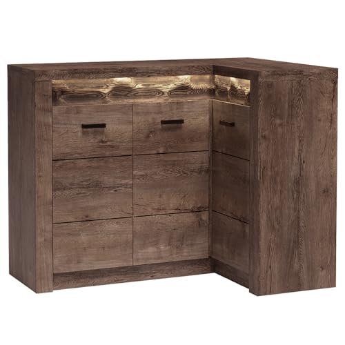 Eckkommode Sideboard Eckschrank Kommode Wohnzimmerschrank Anrichte Aufbewahrunsschrank modern in braun mit LED Beleuchtung Eckkommode Sideboard Eckschrank Kommode Wohnzimmerschrank Anrichte Aufbewahrunsschrank modern in braun mit LED Beleuchtung von Lomadox