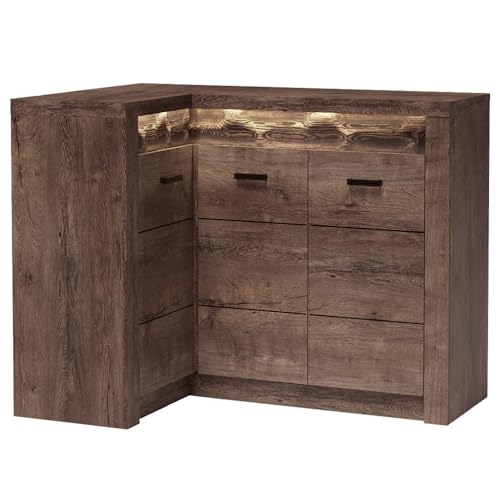 Eckkommode Sideboard Eckschrank Kommode Wohnzimmerschrank Anrichte Aufbewahrunsschrank modern in braun mit LED Beleuchtung Eckkommode Sideboard Eckschrank Kommode Wohnzimmerschrank Anrichte Aufbewahrunsschrank modern in braun mit LED Beleuchtung von Lomadox