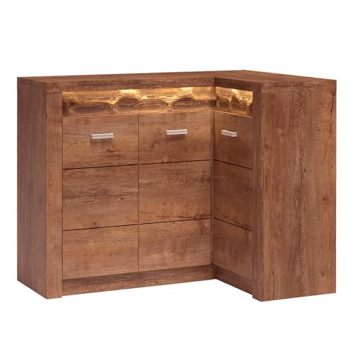 Eckkommode Sideboard Eckschrank Kommode Wohnzimmerschrank Anrichte Aufbewahrunsschrank modern in braun von Lomadox