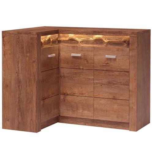 Eckkommode Sideboard Eckschrank Kommode Wohnzimmerschrank Anrichte Aufbewahrunsschrank modern in braun von Lomadox