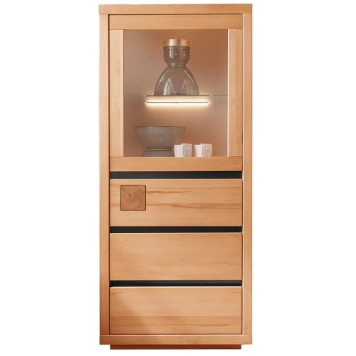 Hochkommode 65 cm breit Highboard Kommode Vitrinenschrank Wohnwimmerschrank Schrank Wohnzimmermöbel Buche massiv geölt von Lomadox
