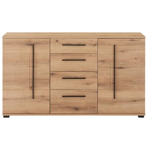 Kommode 150 cm breit Sideboard Wohnzimmerschrank mit 2 Türen & 4 Schubladen inkl. Softclose-Funktion in Eiche Kommode 150 cm breit Sideboard Wohnzimmerschrank mit 2 Türen & 4 Schubladen inkl. Softclose-Funktion in Eiche von Lomadox