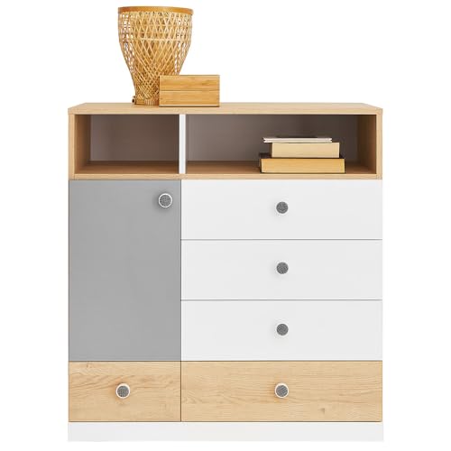 Kommode Anrichte Kinderzimmer Jugendzimmer, Eiche mit weiß und grau Kommode Anrichte Kinderzimmer Jugendzimmer, Eiche mit weiß und grau von Lomadox
