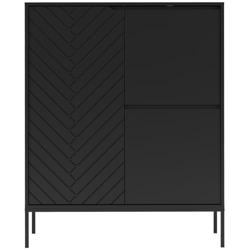 Kommode Anrichte Mehrzweckschrank Wohnzimmerschrank Wohnzimmer Schrank ca. 102 cm breit in schwarz matt mit Fischgrät Dekor Kommode Anrichte Mehrzweckschrank Wohnzimmerschrank Wohnzimmer Schrank ca. 102 cm breit in schwarz matt mit Fischgrät Dekor von Lomadox