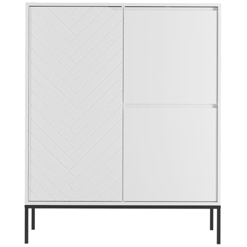 Kommode Anrichte Mehrzweckschrank Wohnzimmerschrank Wohnzimmer Schrank ca. 102 cm breit in weiß matt mit Fischgrät Dekor Kommode Anrichte Mehrzweckschrank Wohnzimmerschrank Wohnzimmer Schrank ca. 102 cm breit in weiß matt mit Fischgrät Dekor von Lomadox