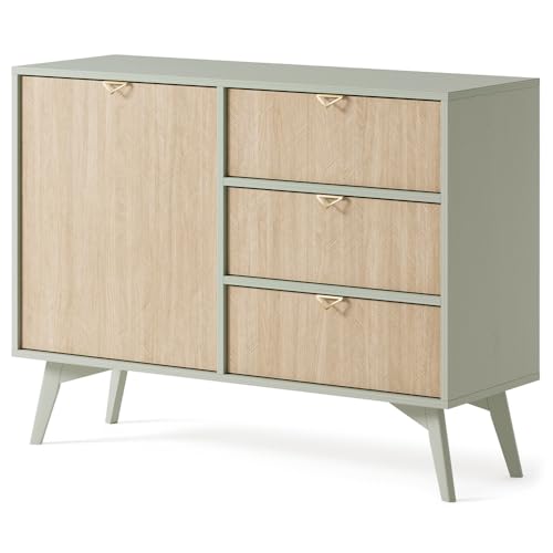 Kommode Sideboard 106cm in grün, Front mit Fischgrätenmuster von Lomadox