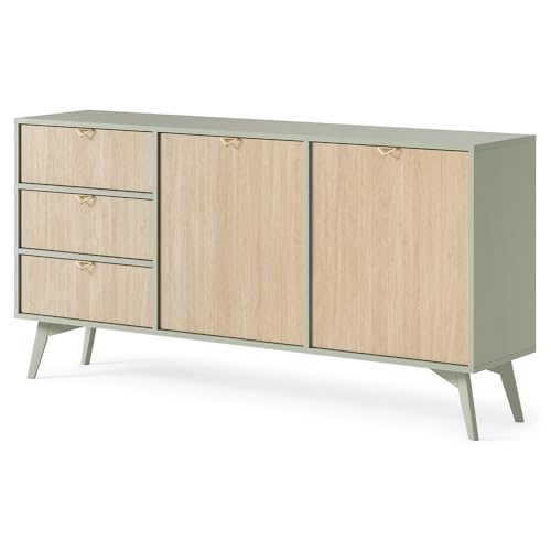 Kommode Sideboard 158cm in grün, Front mit Fischgrätenmuster Kommode Sideboard 158cm in grün, Front mit Fischgrätenmuster von Lomadox