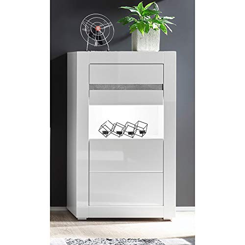 Kommode in Hochglanz Weiss im modernen Design Breite: 66cm von Lomadox