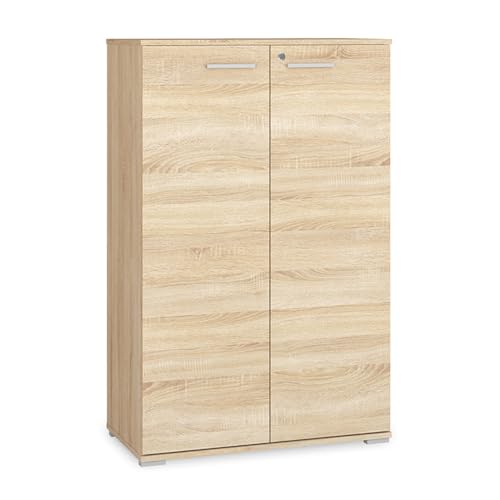 Lomadox Aktenschrank Büro Schrank Büroschrank Office 2 Türen abschließbar Eiche Sonoma 79x123,4x40,3 cm von Lomadox