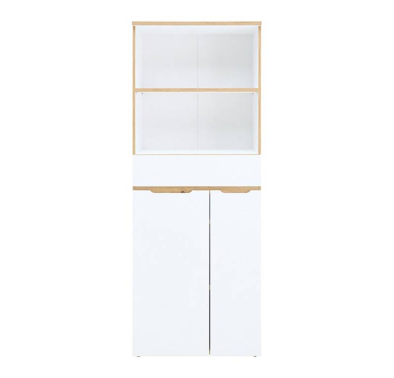 Lomadox Aktenschrank MANRESA-36-WHITE Büroschrank, weiß mit Eiche, grifflos von Lomadox