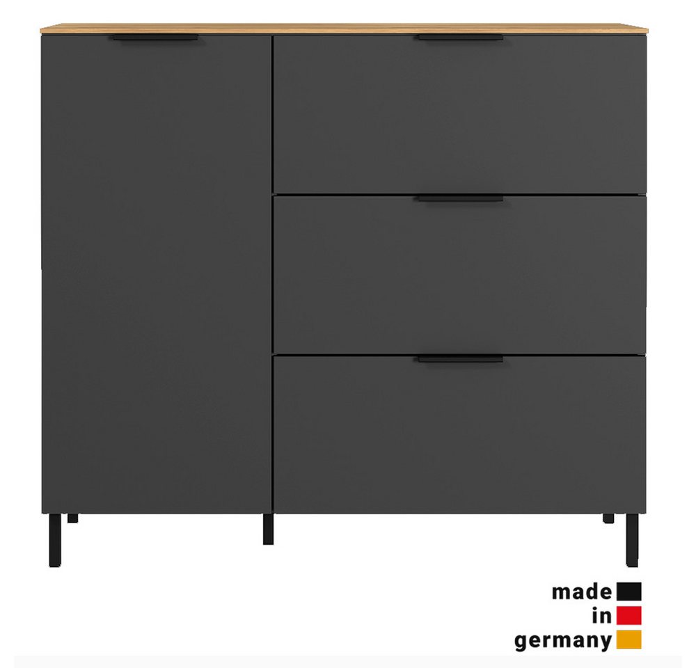 Lomadox Kommode RIOS-01, in graphit mit Navarra Eiche Nb., B/H/T: ca. 109/98/40 cm von Lomadox