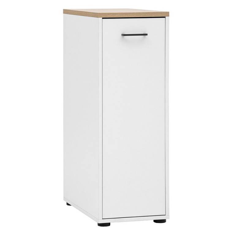 Lomadox Apothekerschrank STOBY-80 weiß matt mit Eicheplatte, 33 cm breit, 2 Fächer von Lomadox