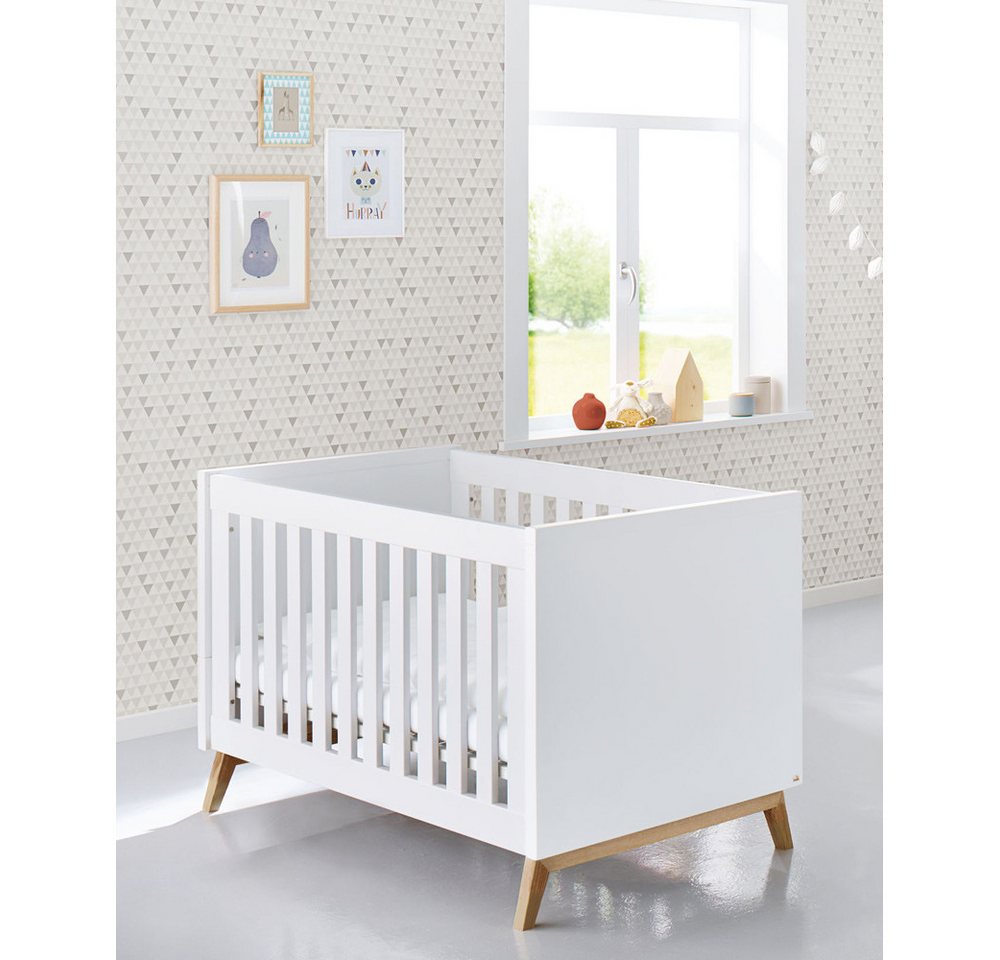 Lomadox Babybett RIJEKA-134, Babyzimmer in weiß edelmatt mit Schlupfsprossen, B/H/T: 78/88/149 cm von Lomadox