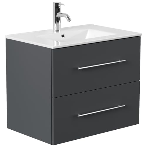 Lomadox Bad Badezimmer Gästebad Waschplatz Waschtisch Waschtisch 70 cm in grau von Lomadox