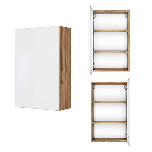 Lomadox Bad Hängeschrank in Wotaneiche Nb. mit matt weiß, BxHxT: ca. 40x64x20 cm von Lomadox