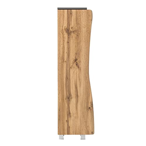 Lomadox Bad Hochschrank in Wotan Eiche Nb. mit Baumkantenoptik und Korpus in Graphit, B/H/T: ca. 37,5/130/35 cm von Lomadox