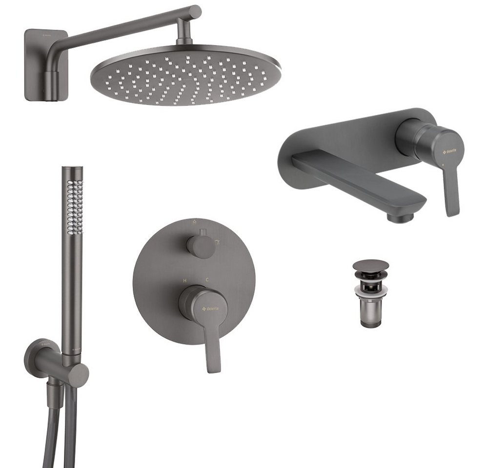 Lomadox Badarmatur DEANTE-30 Badezimmer Armaturen Set mit Handbrause und Regendusche in titanium Lomadox Badarmatur DEANTE-30 Badezimmer Armaturen Set mit Handbrause und Regendusche in titanium von Lomadox