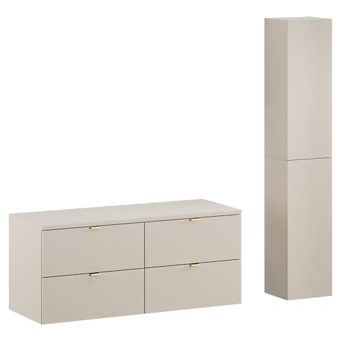 Lomadox Badezimmer Badmöbel Set 2-teilig mit 120 cm Waschtischunterschrank in Kaschmir matt Lomadox Badezimmer Badmöbel Set 2-teilig mit 120 cm Waschtischunterschrank in Kaschmir matt von Lomadox