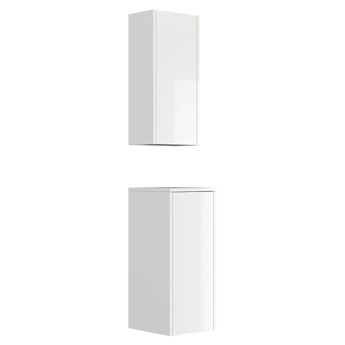 Lomadox Badezimmer Badschrank 2er Set in weiß Hochglanz, Hängeschrank mit Unterschrank, rechts/Links montierbar von Lomadox
