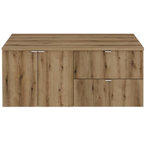 Lomadox Badezimmer Doppelwaschtisch 120cm, Eiche, geringe Tiefe (40cm) von Lomadox