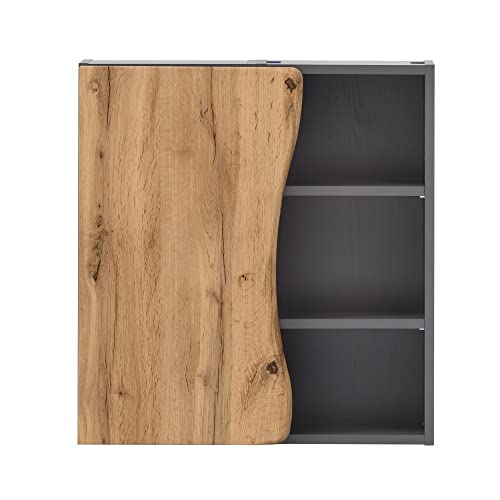 Lomadox Badezimmer Hängeschrank mit Regal in Graphit mit Front in Wotan Eiche Nb., B/H/T: ca. 60/64/20 cm Lomadox Badezimmer Hängeschrank mit Regal in Graphit mit Front in Wotan Eiche Nb., B/H/T: ca. 60/64/20 cm von Lomadox