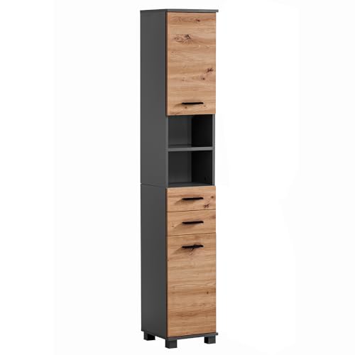 Lomadox Badezimmer Hochschrank 30cm in anthrazit mit Eiche Lomadox Badezimmer Hochschrank 30cm in anthrazit mit Eiche von Lomadox