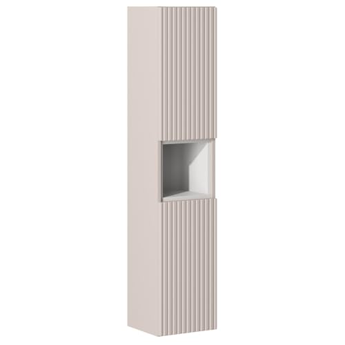 Lomadox Badezimmer Hochschrank mit Regaleinsatz, Kaschmir und weiß, gerillte Front Lomadox Badezimmer Hochschrank mit Regaleinsatz, Kaschmir und weiß, gerillte Front von Lomadox