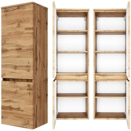 Lomadox Badezimmer Midischrank 40 cm in Wotaneiche Nb., BxHxT: ca. 40x130x35 cm von Lomadox