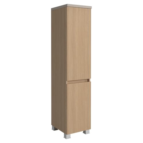 Lomadox Badezimmer Midischrank Seitenschrank 30 cm breit in Eiche hell mit Sandsteinoptik, 2-türig (Anschlag wählbar), stehend oder hängend montierbar (Füße im Lieferumfang enthalten) von Lomadox