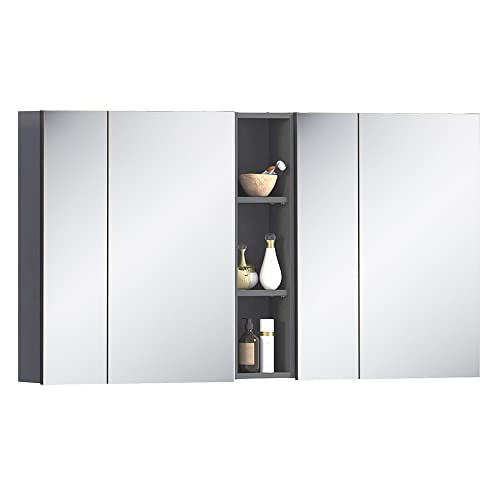 Lomadox Badezimmer Spiegelschrank 140 cm breit in anthrazit, B/H/T: ca. 140/75/16 cm von Lomadox