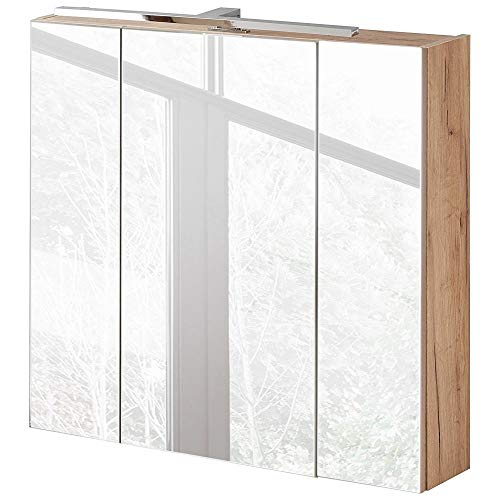 Lomadox Badezimmer Spiegelschrank 80 cm mit LED-Beleuchtung Wotaneiche B/H/T 80/75-80/16cm von Lomadox