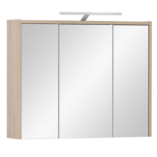 Lomadox Badezimmer Spiegelschrank Spiegel mit LED Leuchte 74,5cm breit, Eiche hell von Lomadox